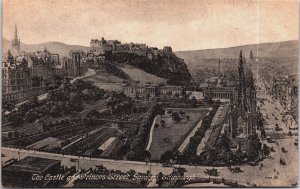 Scotland The Castle and Princes Street Gardens Edinburgh Vintage Postcard C075