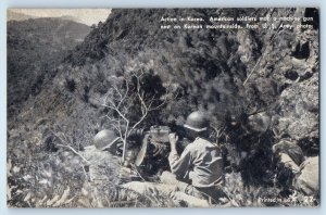 Action In Korea American Soldiers Man Machine Gun Nest On Korean Postcard