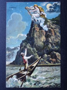 Germany LORELEY The Siren playing Harp River Rhine - Old Postcard