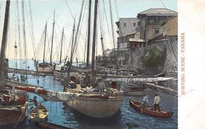 Sailing Boats Harbor Panama 1905c postcard