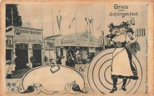 Germany Gruss vom Schutzen Fair Grounds in 1912 Postcard