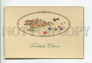 478078 EASTER Hare Bunny DACHSHUND Eggs Vintage postcard EMBOSSED