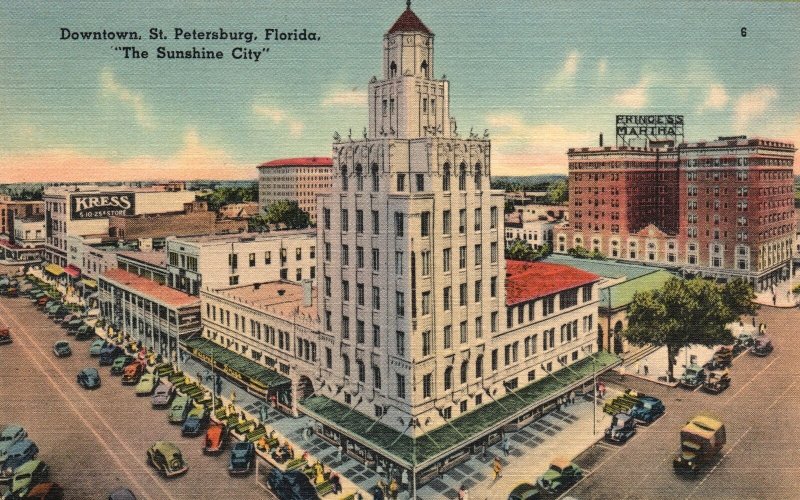 Vintage Postcard Downtown Princess Martha Landmark St. Petersburg