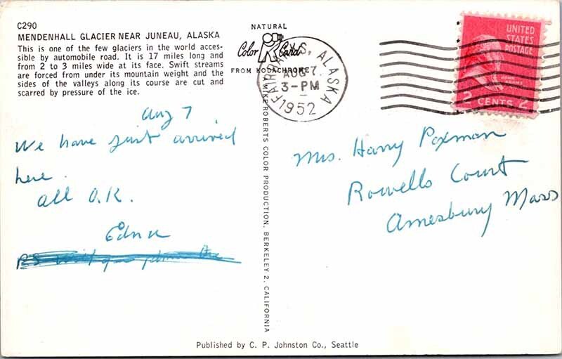 Postcard MOUNTAIN SCENE Juneau Alaska AK AO8908