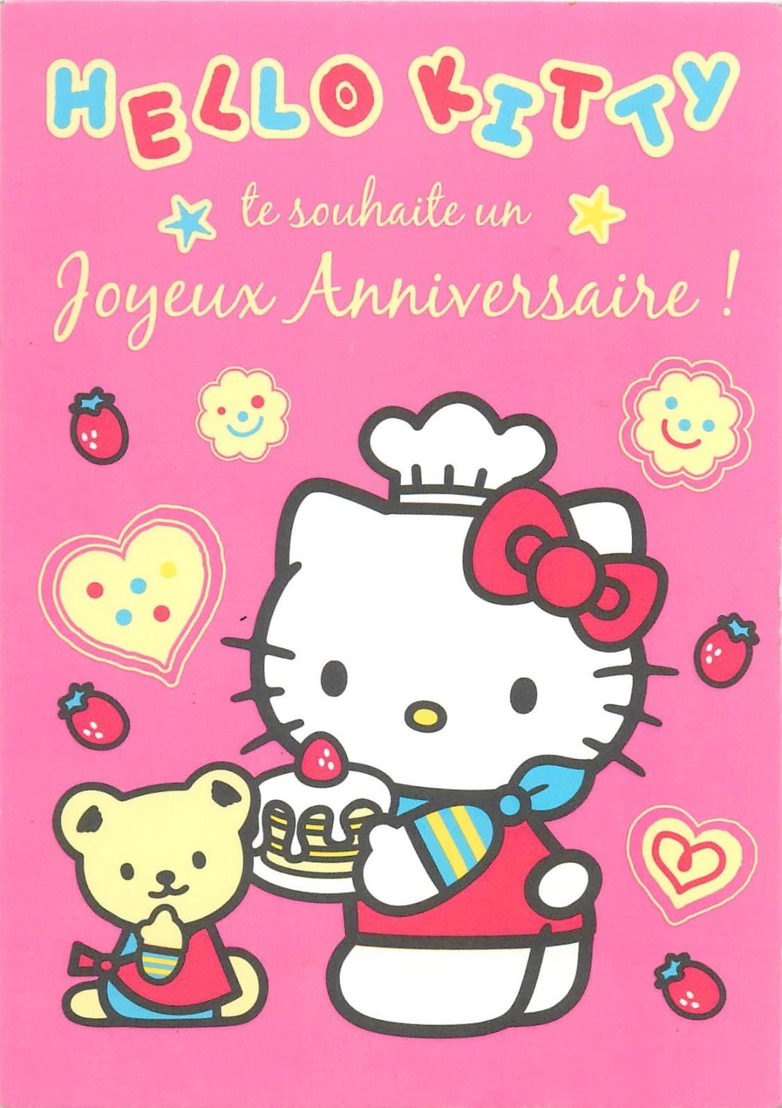 Hello Kitty Postcard Teddy Bear Birthday Anniversary Greetings Topics Greetings From Postcard Hippostcard