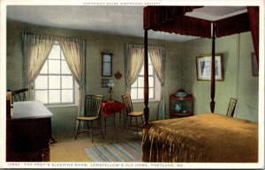 Vtg Portland Maine ME Poet's Sleeping Room Longfellow's Old Home Postcard