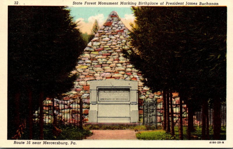 Pennsylvania Mercersburg State Forest Monument Marking Birthplace Of Presiden...