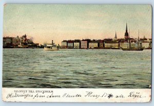 Sweden Postcard Inloppet Till Stockholm Port Steamer 1907 Posted Antique