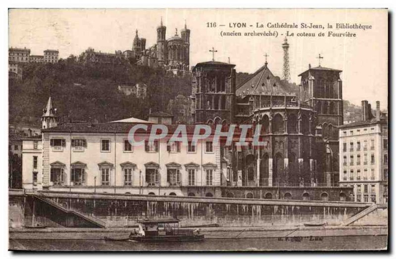 Old Postcard Lyon Cathedrale St Jean the former Archbishop's Library hill of ...