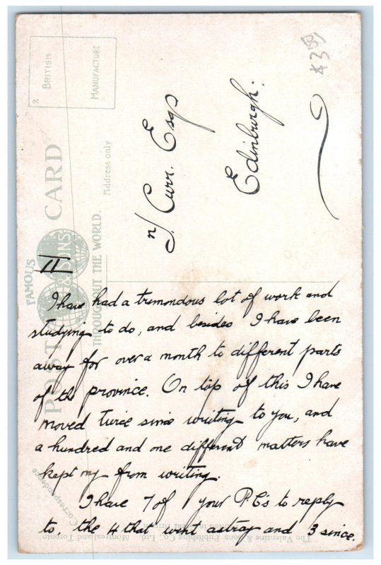 c1910 C.P.R. Station Winnipeg Manitoba Canada Posted Antique Postcard