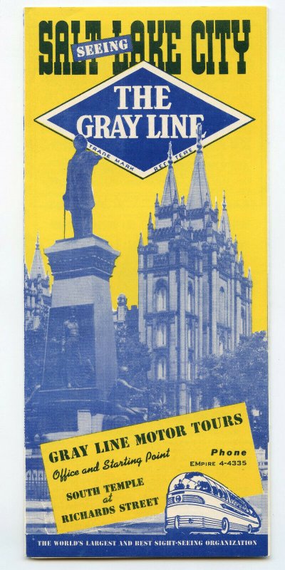 See Salt Lake City The Gray Line Motor Tours Vintage Paper Brochure