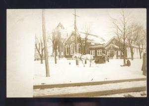 RPPC CAVOUR SOUTH DAKOTA CHURCH HORSE DRAWN WAGON REAL PHOTO POSTCARD