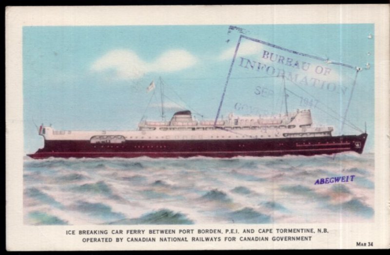 PEI CNR M.V. ABEGWEIT Ice Breaking Car Ferry Port Borden PEI NB - pm1940 - WB