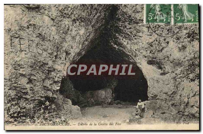 Postcard Old D & # 39Arcy Sur Cure Entree de la Grotte des Fees