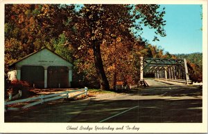 VINTAGE POSTCARD THE OLD AND THE NEW CHEAT BRIDGE U.S. 50 WEST VIRGINIA