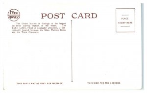 Union Station Interior, Ticket Lobby, Chicago, IL Fred Harvey Postcard