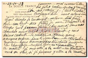 Postcard Old French Riviera Alpes Maritimes Nice the Albert I gardens and the...