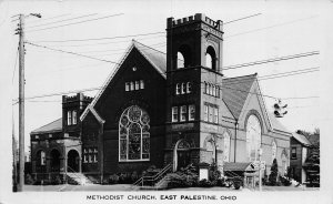 J75/ East Palestine Ohio RPPC Postcard c50s Methodist Church Building 218