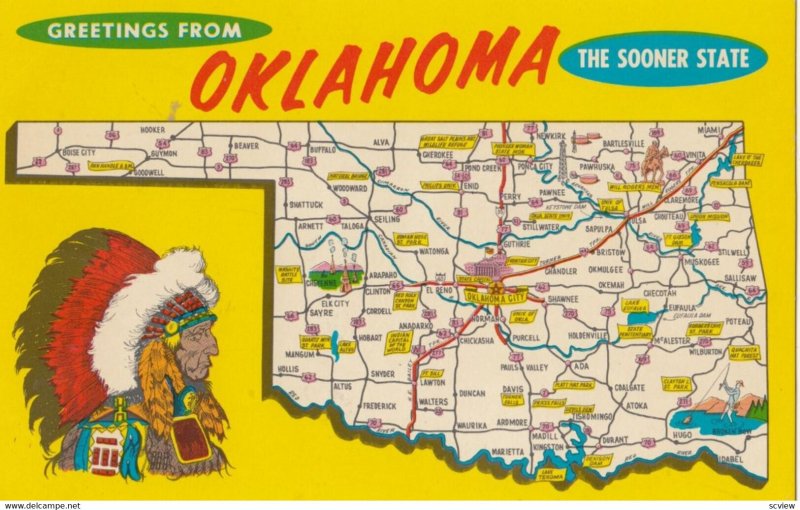 OKLAHOMA, 1950-60s; Map