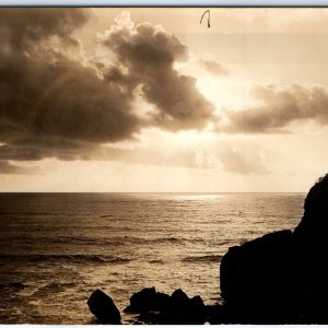 1930s California Redwood Highway RPPC Ocean Sunset Beauty Nature Real Photo A163