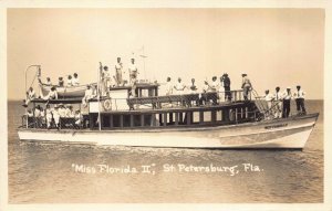 Real Photo Postcard Boat Ship Miss Florida II in St. Petersburg, Florida~127405