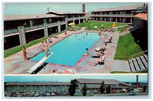 c1967 Ramada Inn Poolside View & Parking Lot Pueblo Colorado CO Vintage Postcard 