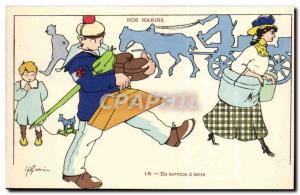 In Marins- Our service has ground-child-toy-horse --bateau-Postcard Old Illus...