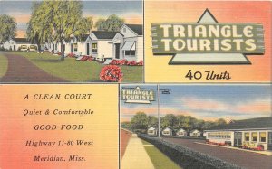 G64/ Meridian Mississippi Postcard Linen Triangle Tourists Court 2View