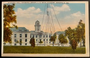 Vintage Postcard 1915-1930 Academic Hall Library, US Naval Academy, Annapolis MD