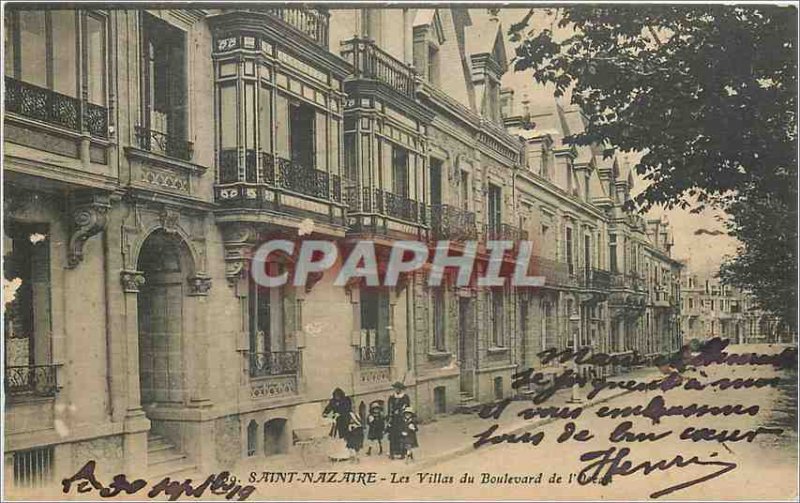 Old Postcard SAINT NAZAIRE- Villas at Ocean Boulevard