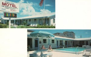 Vintage Postcard White Coral Motel Swimming Pool Pompano Beach Florida FL