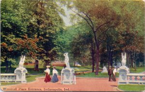 Postcard IN Indianapolis - Woodruff Place Entrance