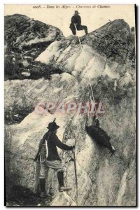Old Postcard Hunting chamois hunters in the Alps TOP
