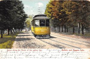 D91/ Buffalo Niagara Falls New York NY Postcard Trolley Streetcar Yellow 23