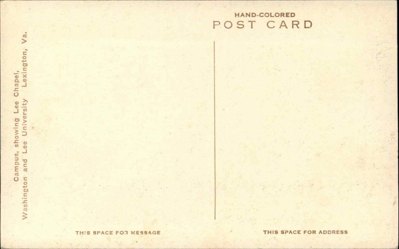 Lexington Virginia VA Washington and Lee University Chapel Vintage Postcard