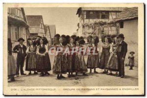 Old Postcard Folklore Alsace peasants Group Engwiller