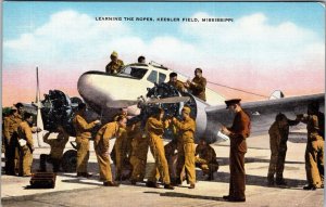 Postcard Learning the Ropes Keebler Field Mississippi Linen US Airforce JK14