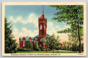 Lancaster PA~Franklin Marshall College~Theological Seminary~Tower~Linen Postcard
