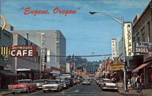 Eugene Oregon OR Street Scene Cars c1950s-60s Postcard