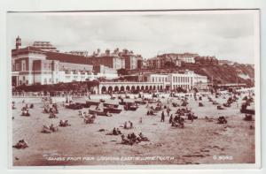 P1101 vintage RPPC unused valentine,s sands from pier beach east bournemouth UK