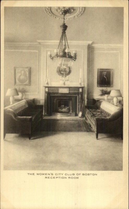 Boston MA Women's City Club Reception Room c1920s Postcard