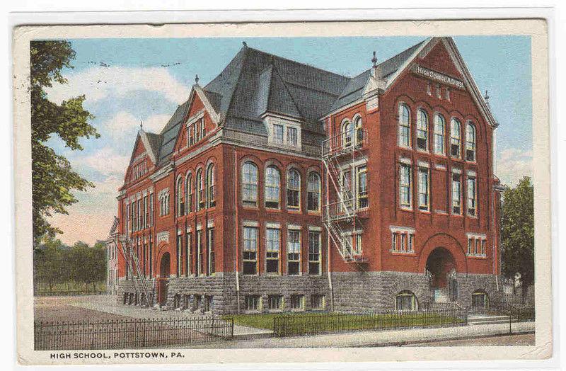 High School Pottstown Pennsylvania 1921 postcard
