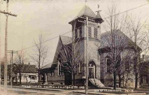 Presbyterian Church Columbia City Indiana 1909 RPPC Real Photo postcard