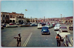 Vtg Tijuana Mexico International Border Line Immigration Building Postcard