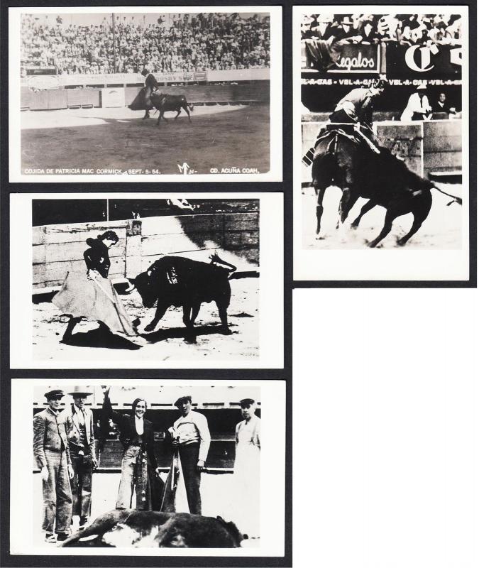 Patricia McCormick & Conchita Cintron Lot of 4 Mexico Bullfighter RPPC Postcards