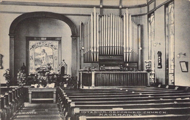 c.'13, Interior Reformed Church, Hagaman, NY,Old Postcard