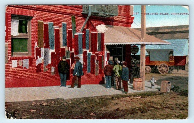 SAN FRANCISCO, CA California ~ CHINATOWN Scene-BULLETIN BOARD c1910s  Postcard