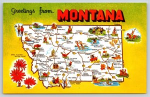 State Maps~Montana~”Treasure State”~Capital Helena~Cowboy~Fishing~Vintage PC