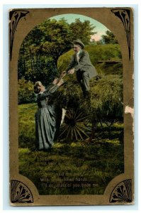 Romanic Gold Victorian Wagon 1910 Fort Wayne Indiana Vintage Antique Postcard 