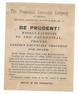 Prudential Insurance Victorian Trade Card Veiled Woman 